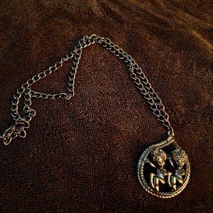 Vintage Rare Silver Gemini Signed Tortolani Necklace From The 1960's